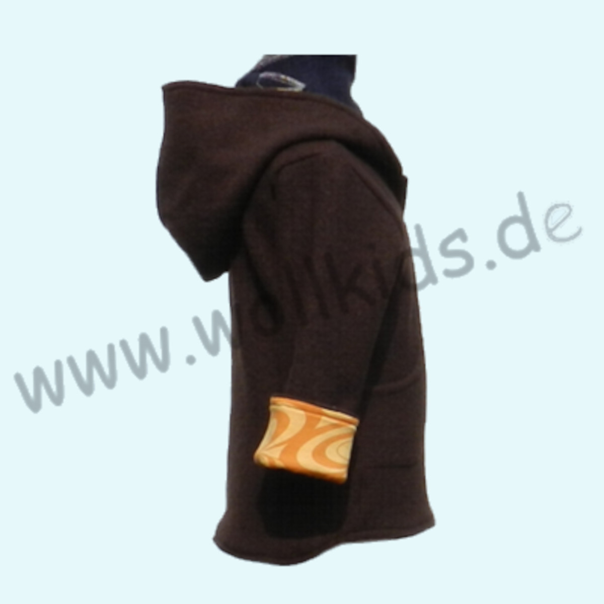 Wollkids Kinder Wollwalk Jacke gefüttert mit Reißverschluss - braun/gelb Wollkids Baby & Kinder Wollwalk Jacke gefüttert mit Reißverschluss 100% Schurwolle - braun/gelb