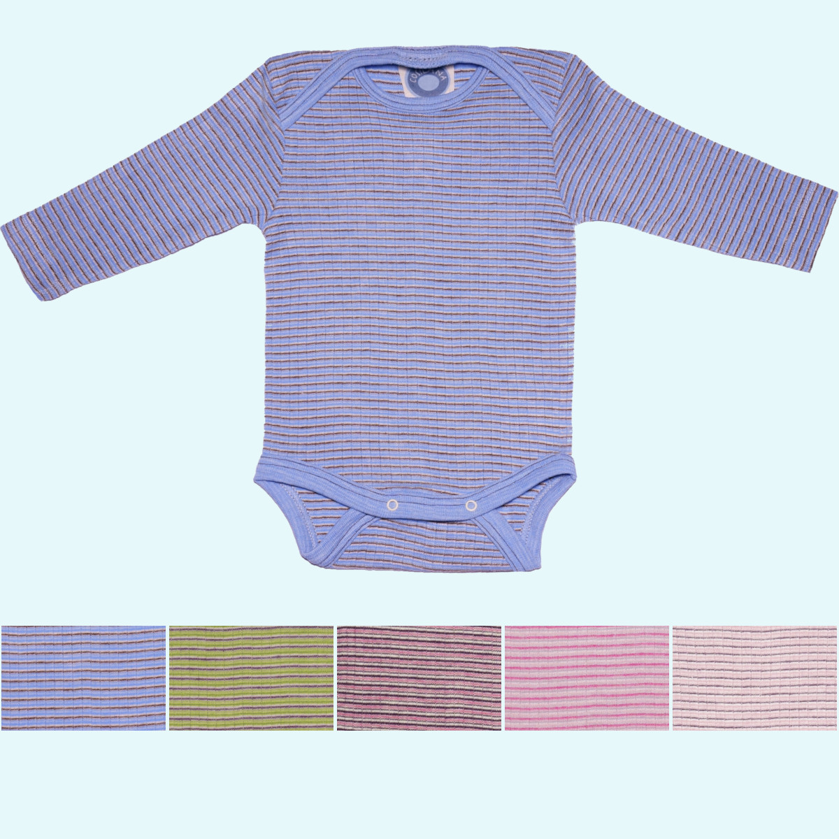 Baby Body Langarm Wolle Seide Baumwolle farbig geringelt GOTS