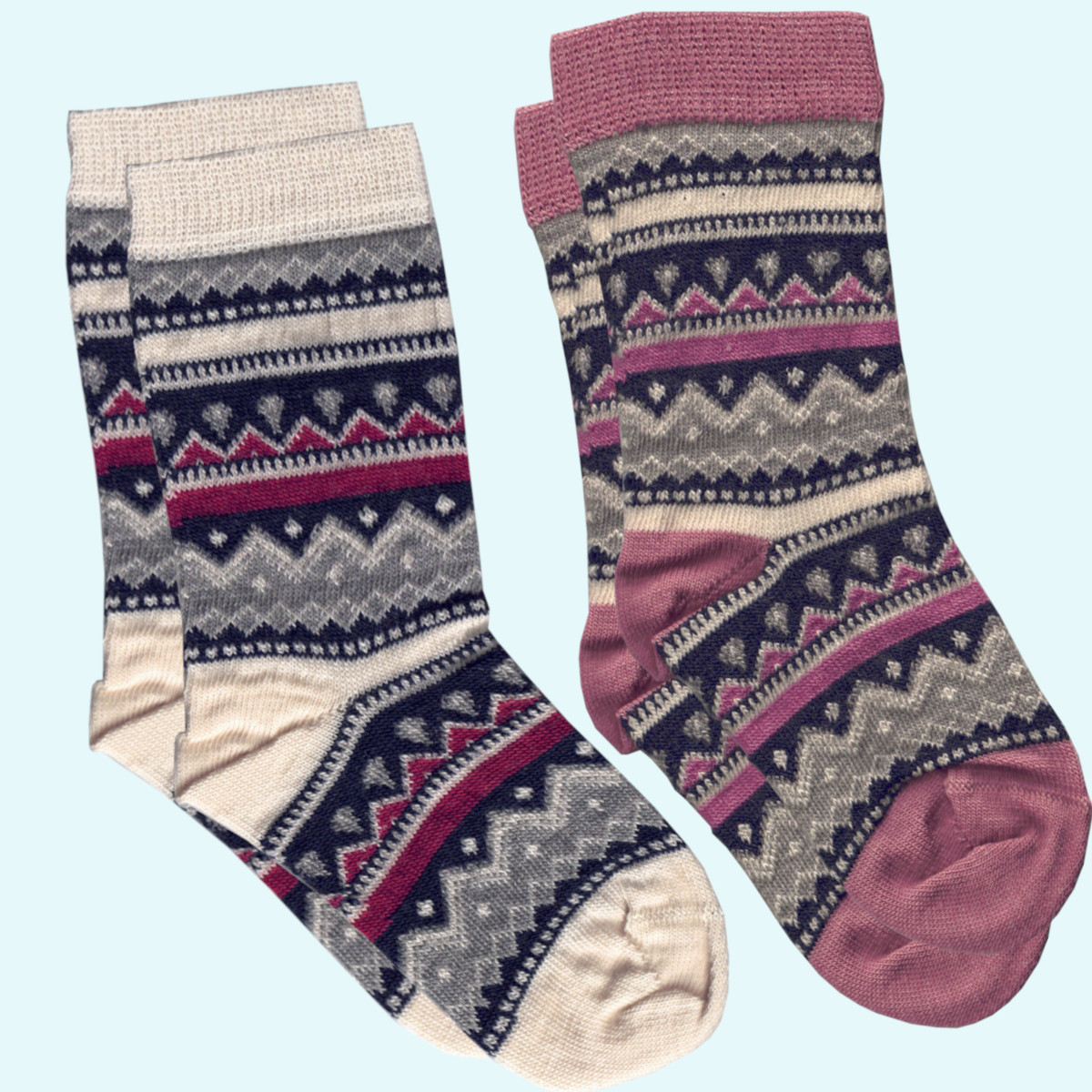 Süße Kinder Socken aus Merinowolle von Grödo Süße Socken mit Norwegermuster für Kinder aus Merinowolle von Grödo