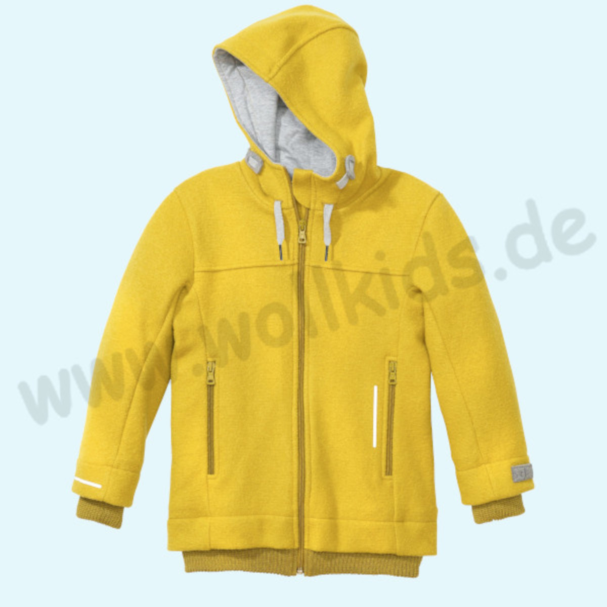 SALE - Warme disana Kinder outdoor Walkjacke curry Merinowolle SALE - Dicke, warme disana Kinder Winter outdoor Wollwalk-Jacke/Wolljacke curry mit Reißverschluss & Kapuze aus BIO merino Schurwolle GOTS