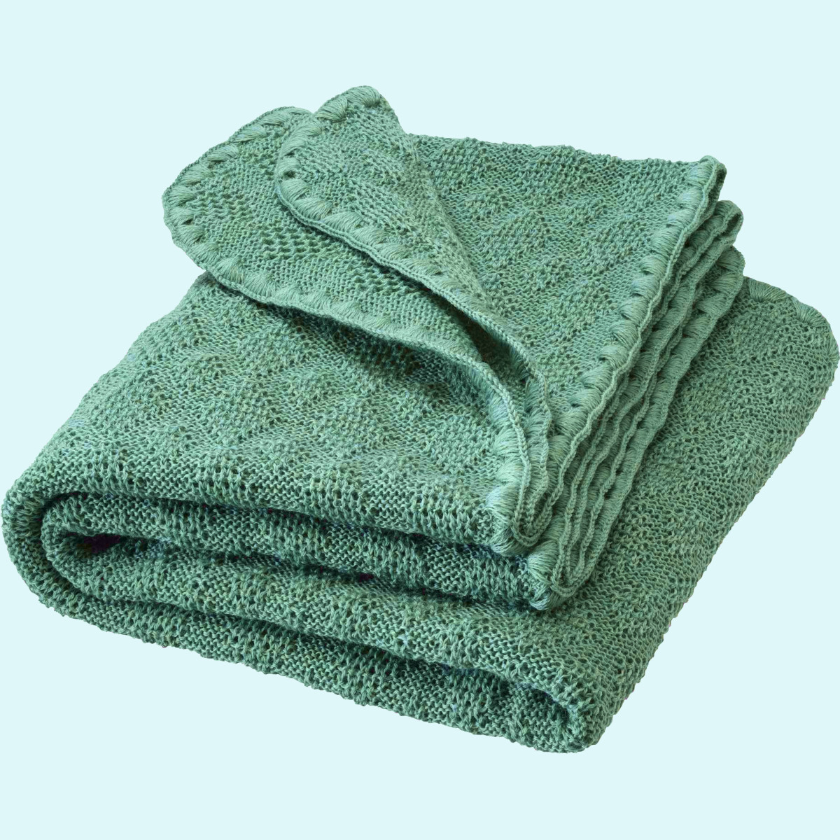 Zauberhafte disana Baby Strick-Decke 80x100 aus kbT merino Schurwolle - Kuscheldecke GOTS