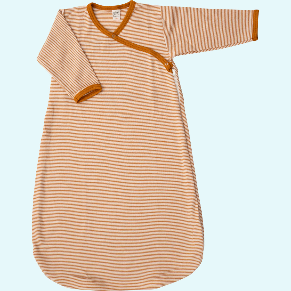 Wolle Seide Wickelsack von Lilano Baby Wickelsäckchen Schlafsack Wolle Seide langarm farbig geringelt GOTS