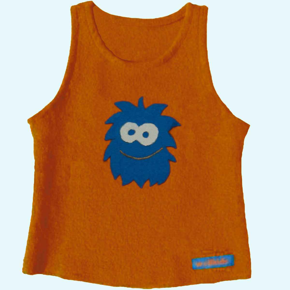Wollkids Kinder Walk Pullunder aus 100% Wolle orange mit Monster Wollkids Baby & Kinder Walk Pullunder Weste aus 100% Wolle ohne Reißverschluss orange mit Monster
