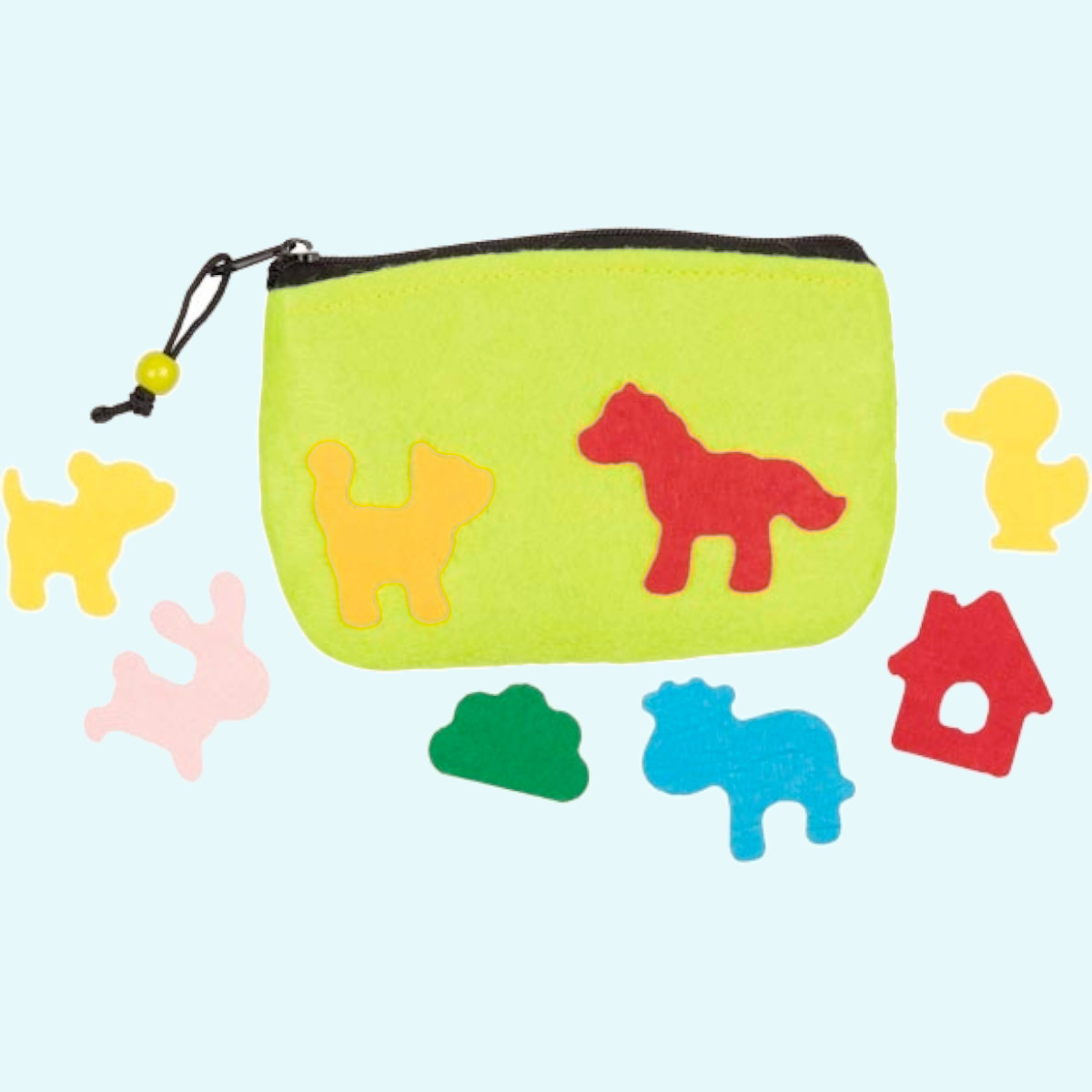 Süße kleine Filztasche für Kinder mit Motiven zum Aufkleben von Goki Süße kleine Filztasche für Kinder mit Motiven zum Aufkleben von Goki