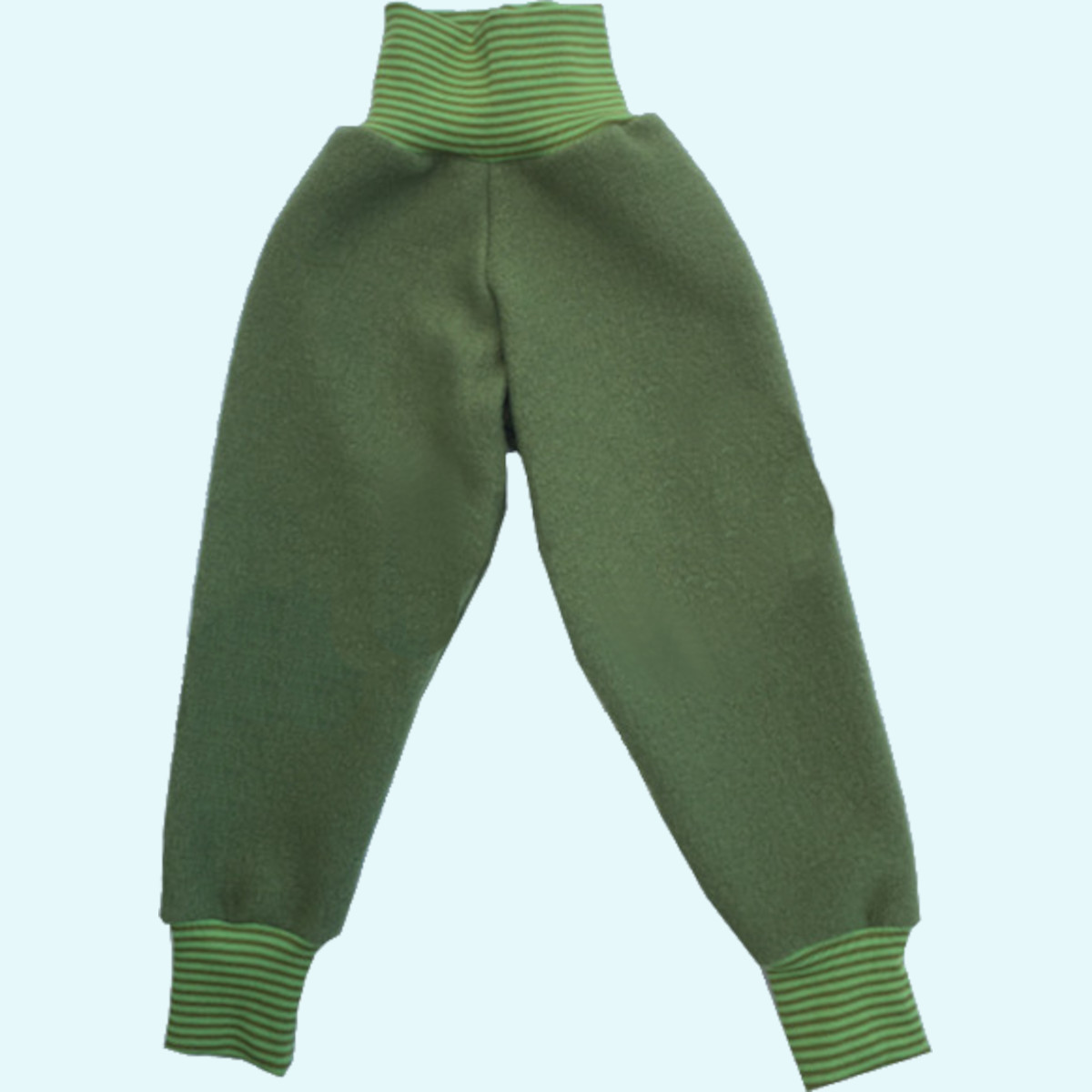 Wohlfühl - Hose mit Nabelbund mit Ringel-Bündchen aus reiner Schurwolle