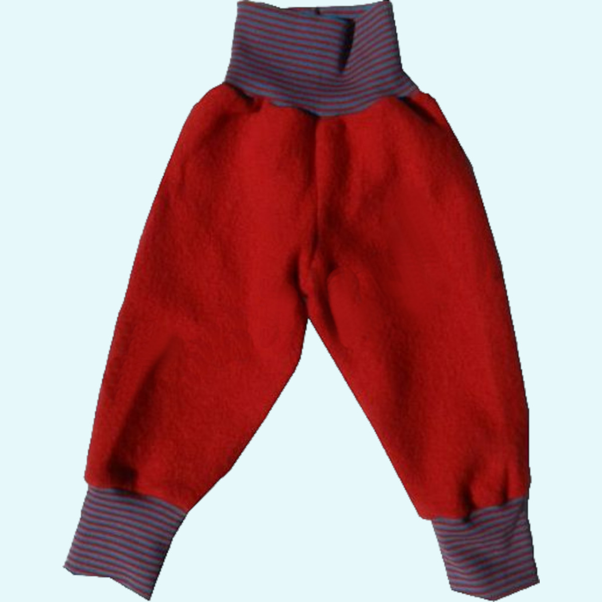 Warme Wollkids Kinder Hose mit Nabelbund aus 100% Wollwalk rot/blau Warme Wollkids Baby & Kinder Wollwalk Hose mit Nabelbund für den Waldkindergarten im Winter - Farbe rot/blau