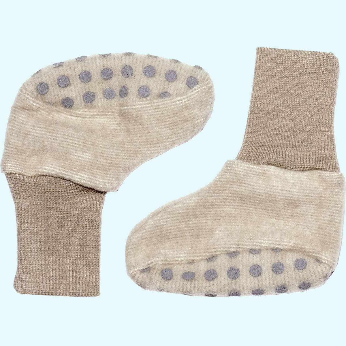 Süße Baby Schühchen aus Wollfleece von Cosilana Warme Winter Wollfleece Baby Schuhe - Babyschühchen mitwachsend mit Anti-Rutsch-Noppen von Cosilana aus BIO merino Schurwolle & Baumwolle GOTS