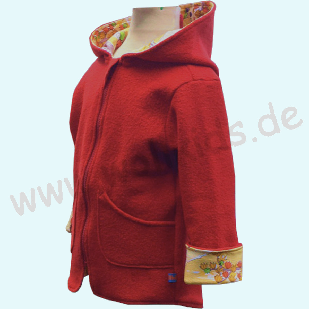 Wollkids Kinder Wollwalk Jacke gefüttert 100% Wolle - rot herbstabenteuer Wollkids Baby & Kinder Wollwalk Jacke gefüttert mit Reißverschluss & Kapuze 100% Schurwolle - rot
