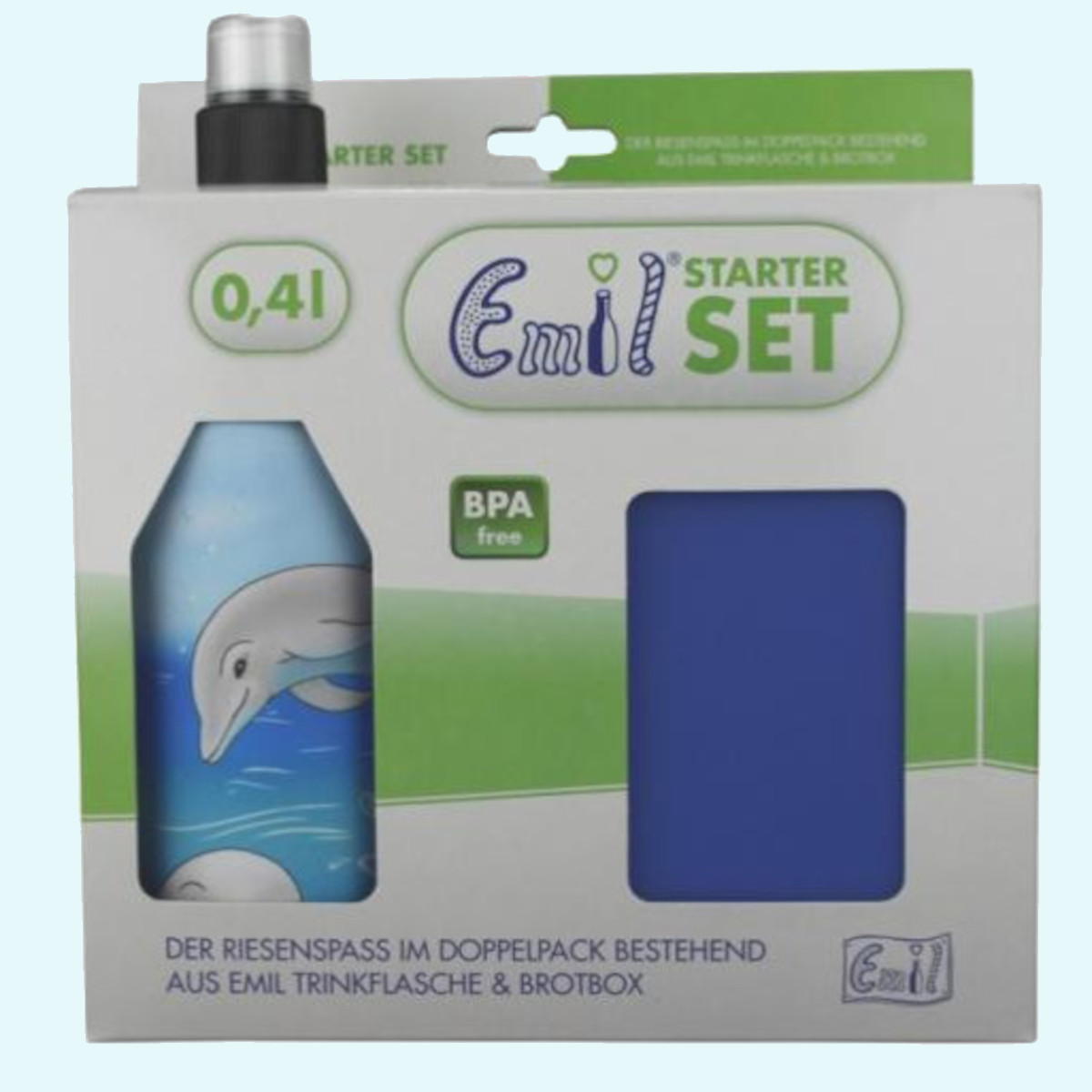 Emil Kinder Schulstart Starter-Set mit Brotdose + Trinklasche Emil - Kindergarten & Schulstart Starter-Set für Kinder - Brotdose, Trinkflasche mit Trinkcap & Ersatzverschlüsse