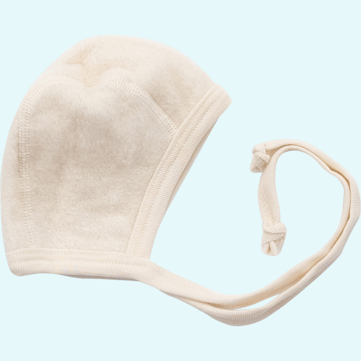 Baby Mütze Häubchen Wollfrottee Plüsch natur GOTS