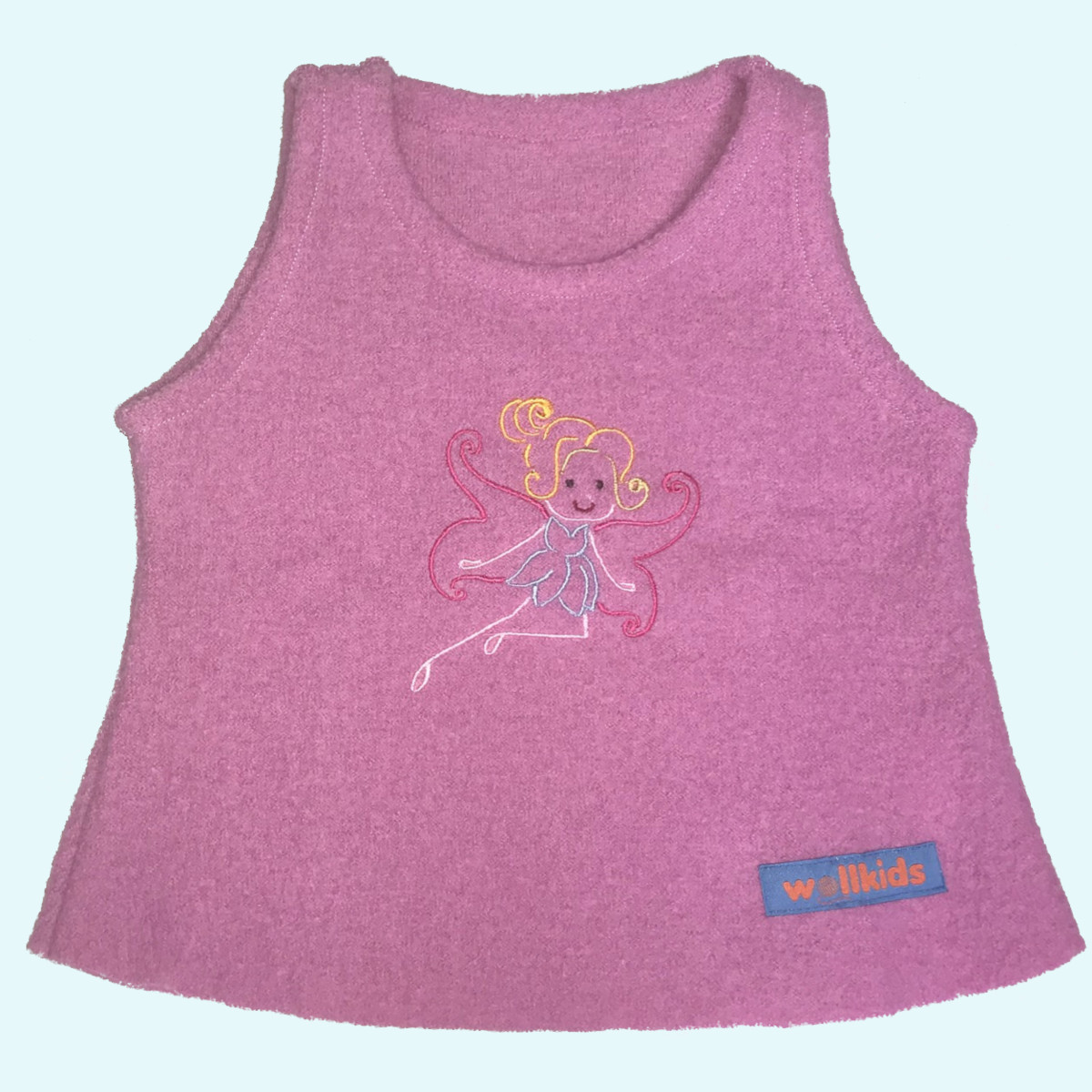 Süße Wollkids Mädchen Winter Pullunder aus Wollwalk rosa mit Motiv Elfe Wollkids Baby & Kinder Winter Pullunder Weste aus Wollwalk für Mädchen ohne Reißverschluss rosa mit Motiv Elfe
