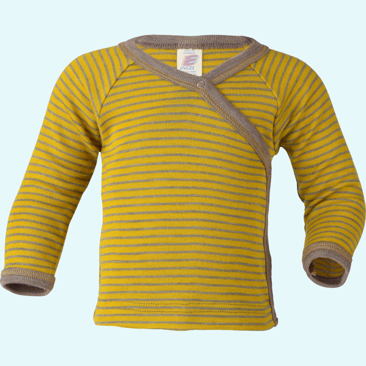 Baby Wickelshirt langarm Wolle Seide safran walnuss GOTS