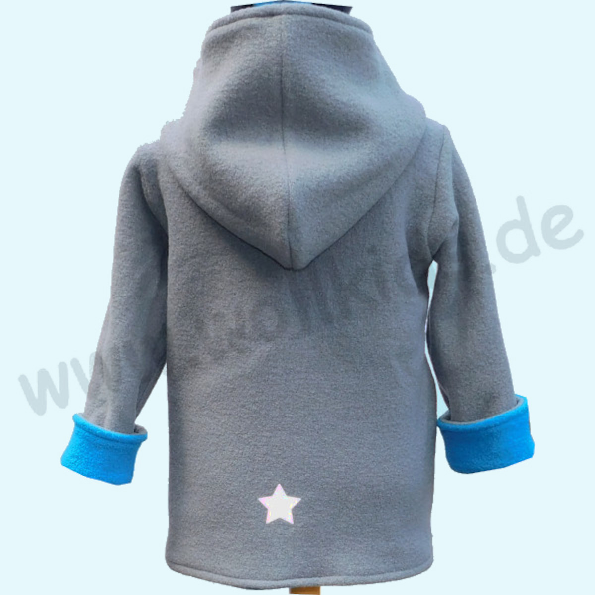 Warme Kinder Walkjacke aus 100% Schurwolle - Wollkids blau/grau Doubleface Walkjacke für Kinder aus 100% Schurwolle von Wollkids - Farbe blau/grau