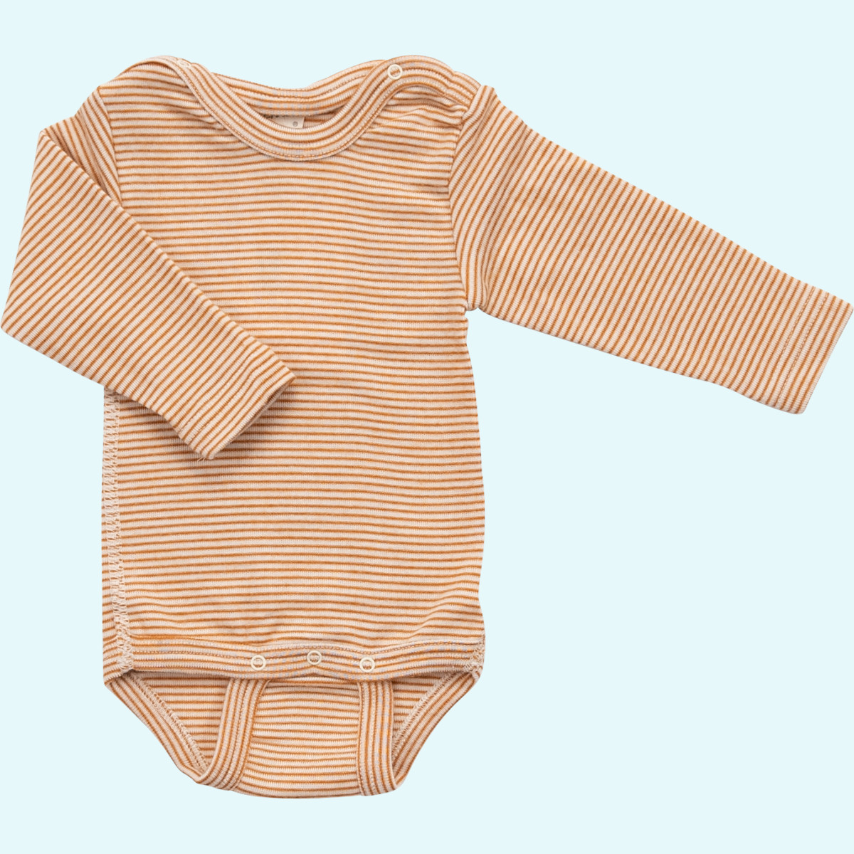 Wolle-Seide Baby Body von Lilano Baby-Body Wolle Seide Langarm farbig geringelt GOTS