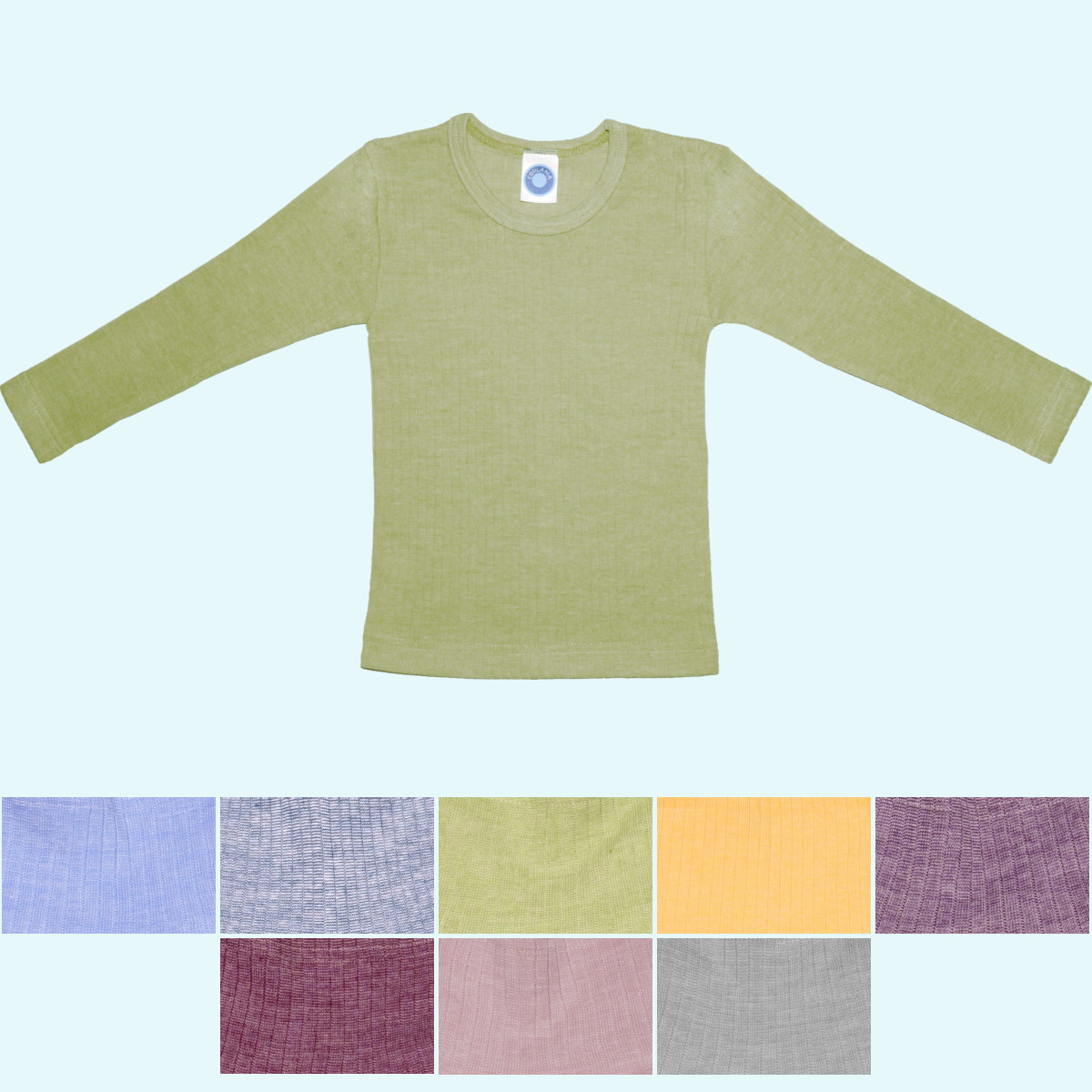 Kinder Shirt Wolle Seide Baumwolle Langarm farbig uni GOTS