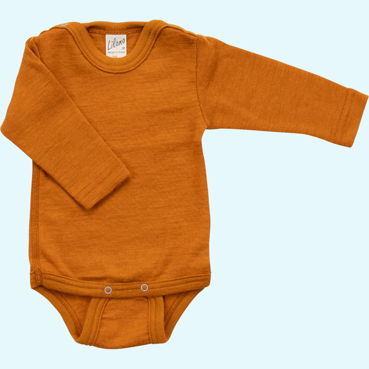 Baby Body aus Wolle Seide von Lilano Baby-Body Wolle Seide Langarm farbig uni GOTS