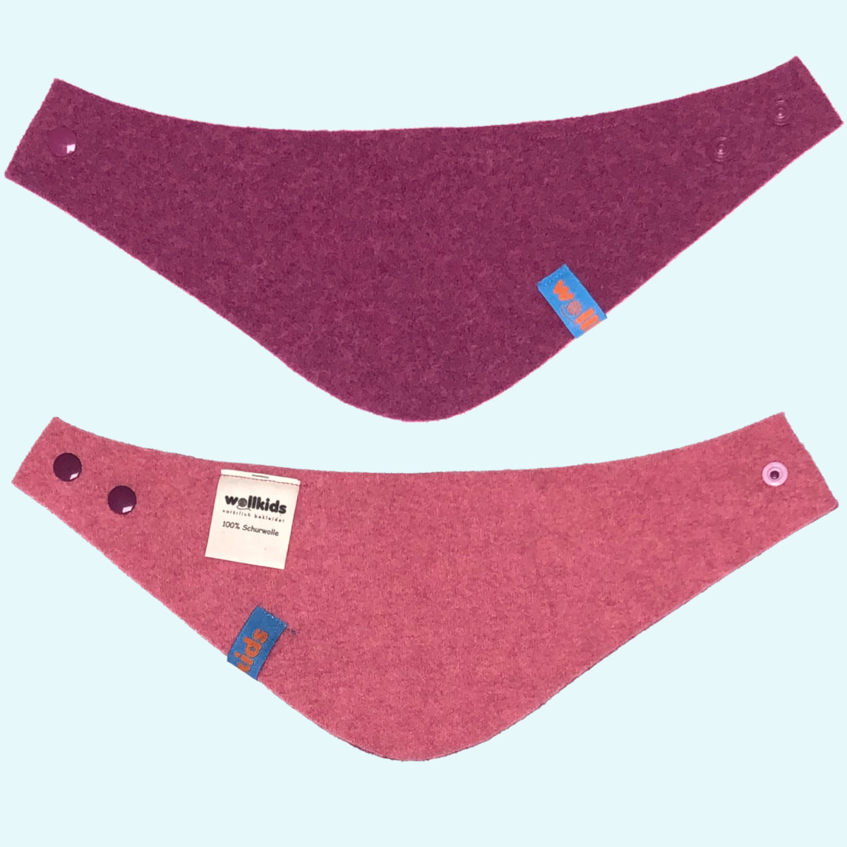 Warmes Wollkids Baby & Kinder Doubleface Wollwalk Halstuch Dreieckstuch aus 100% Wolle für den Winter