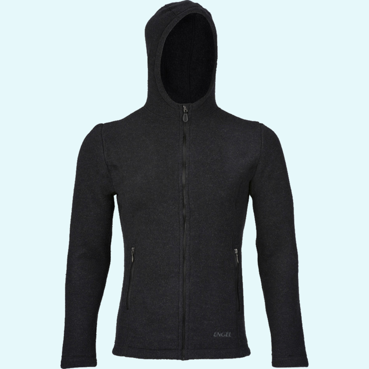 Wollfleecejacke für Herren mit Kapuze Herren Kapuzenjacke Wollfleece schwarz GOTS
