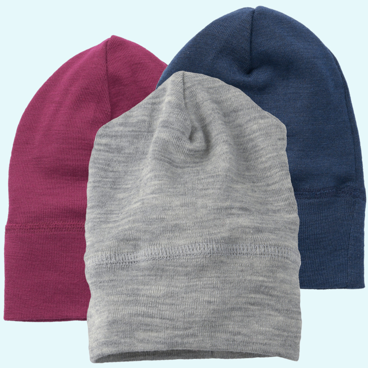 Baby Kinder Beanie Wolle Seide farbig uni GOTS