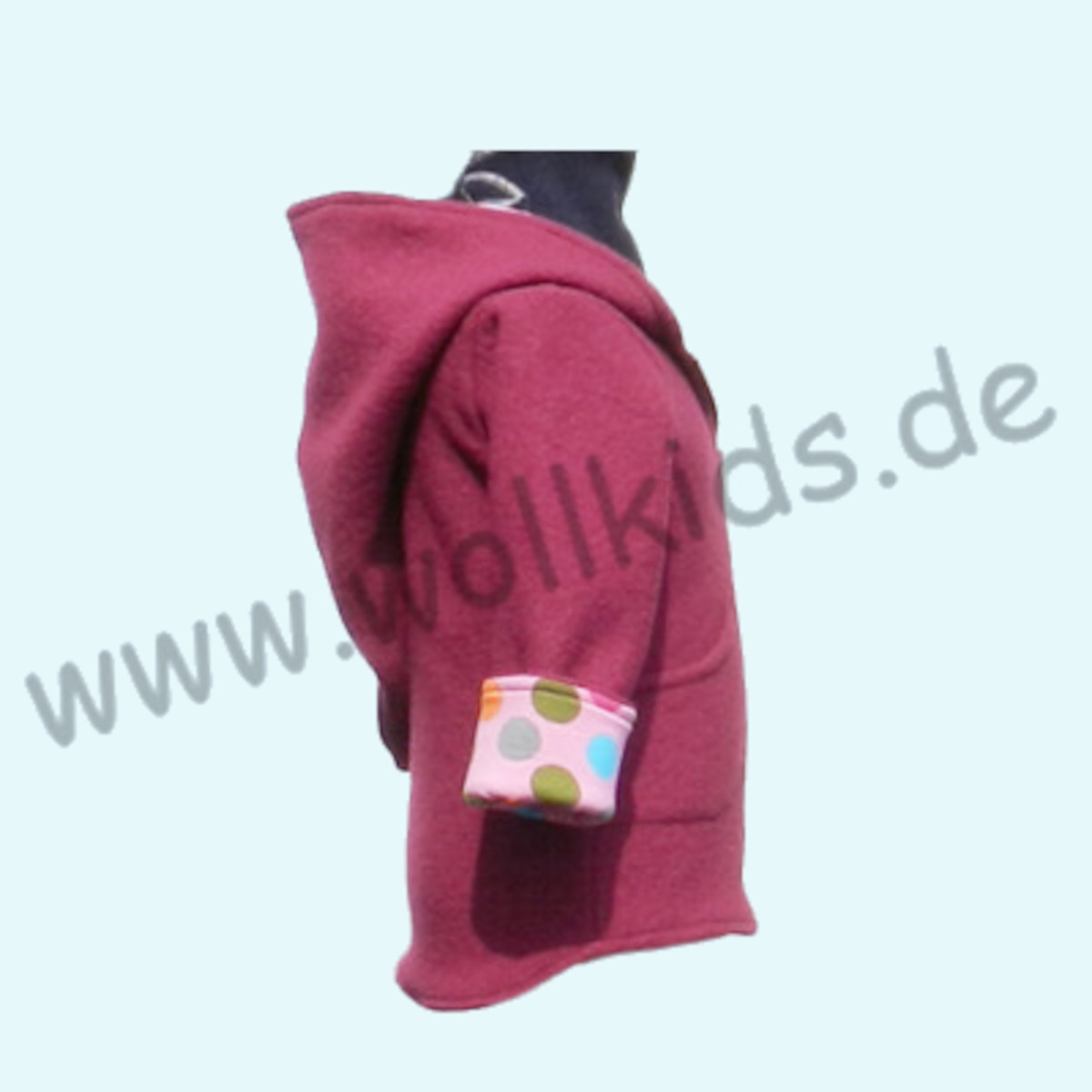 SALE - Wollkids Mädchen Walkjacke gefüttert - beere & bunte Punkte SALE - Wollkids Baby Walkjacke gefüttert mit Reißverschluss aus 100% Schurwolle - beere & bunte Punkte