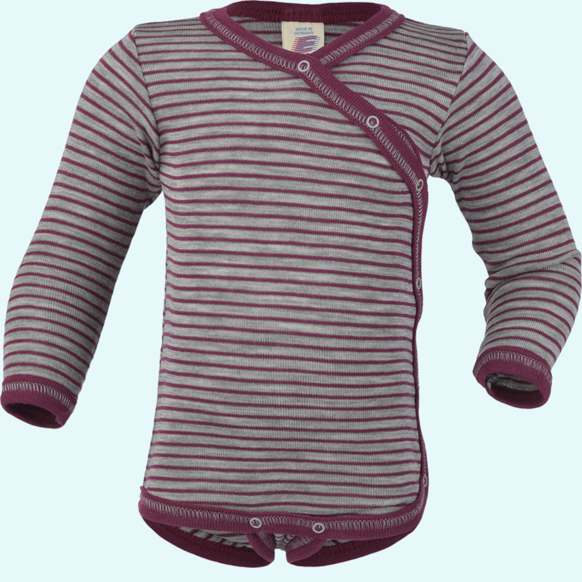 SALE - Engel Baby Wickelbody langarm aus merino Wolle/Seide SALE - Baby Wickelbody langarm geringelt von Engel aus BIO merino Schurwolle/Seide - Sommer & Winter GOTS