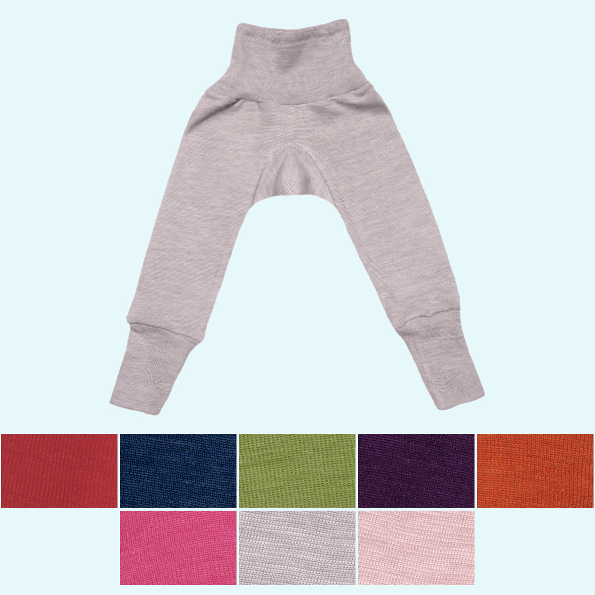 Baby Hose mit Nabelbund Wolle Seide farbig uni GOTS