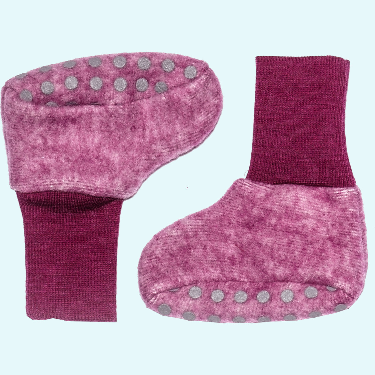Süße Baby Schühchen aus Wollfleece von Cosilana Warme Winter Wollfleece Baby Schuhe - Babyschühchen mitwachsend mit Anti-Rutsch-Noppen von Cosilana aus BIO merino Schurwolle & Baumwolle GOTS