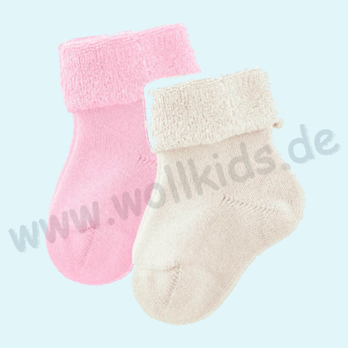 Kuschelweiche Baby Frottee-Plüschsocken aus reiner BIO Baumwolle 2er Pack von Livingcrafts