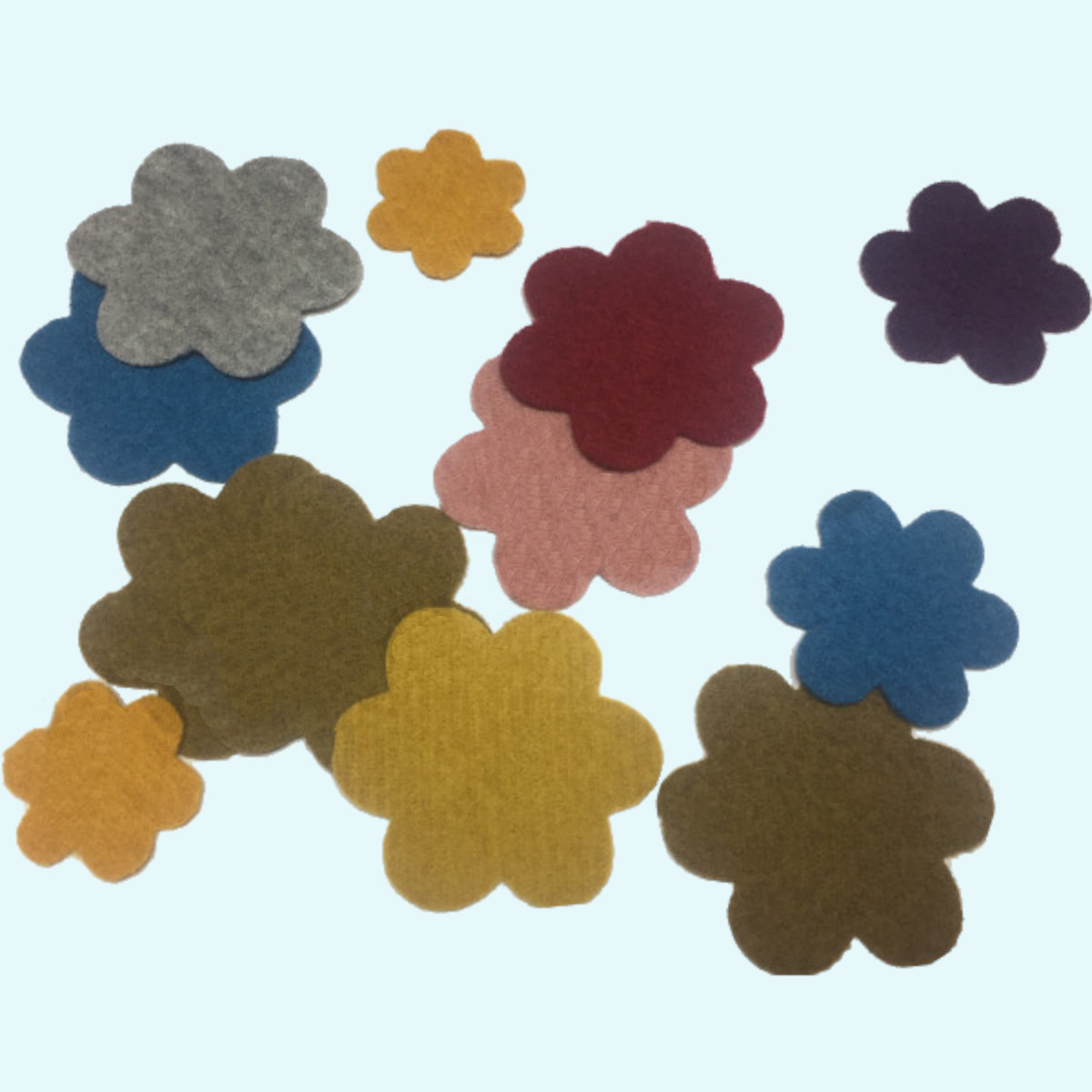 Bunte Blumen 6er disana Walk Appli-Set zum Reparieren Wo die Blumen sprießen - 6er Applikations-Set aus Wollwalk von Disana - basteln, flicken, dekorieren