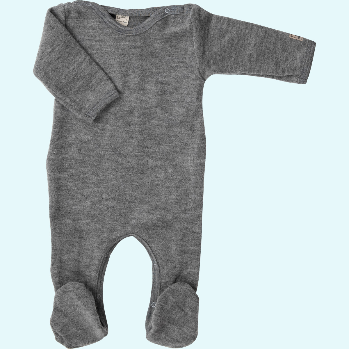 Weicher Lilano Baby Overall mit Fuß aus Schurwoll-Frotte-Plüsch  Dicker, warmer Baby & Kinder Wagenanzug Overall mit Fuß aus BIO merino Schurwoll-Frottee-Plüsch von Lilano