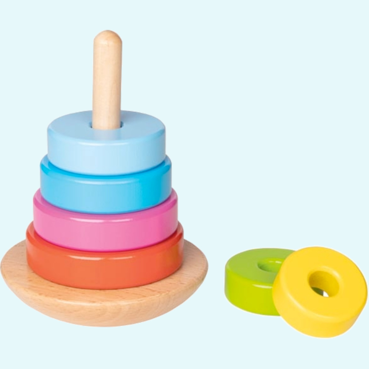 Kleiner bunter Stapelturm aus Holz für Kinder von Goki - 7 teilig Kleiner bunter Stapelturm aus Holz für Kinder von Goki - 7 teilig
