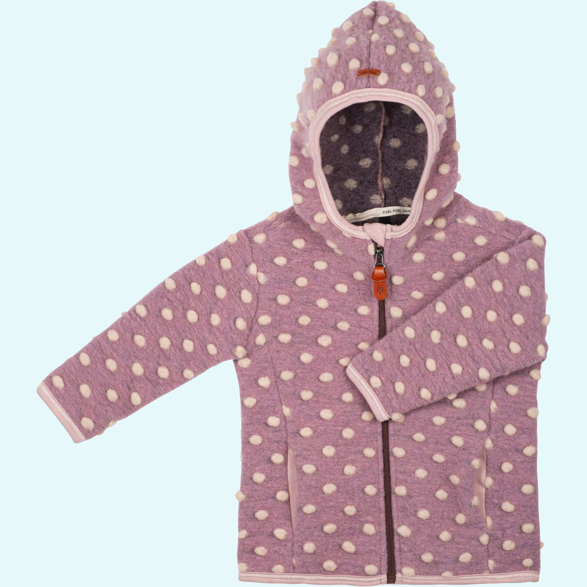 Pure Pure Kinder Wollwalk Jacke aus Merinowolle mit Reißverschluss & Kapuze ideal im Übergang & Winter