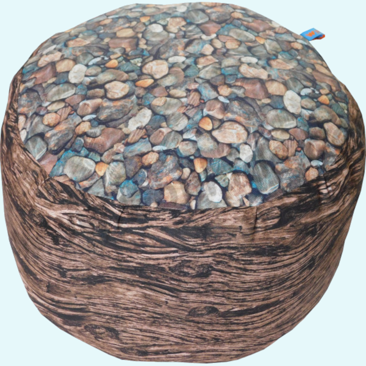 Wollkids Sitzkissen rund 40cm in braun/Steine - Baumwolle & Wollwalk Wollkids Kinder & Erwachsenen Sitzkissen-Fußkissen-Pouf rund 40cm in braun/Steine aus Bio Baumwolle & Wollwalk