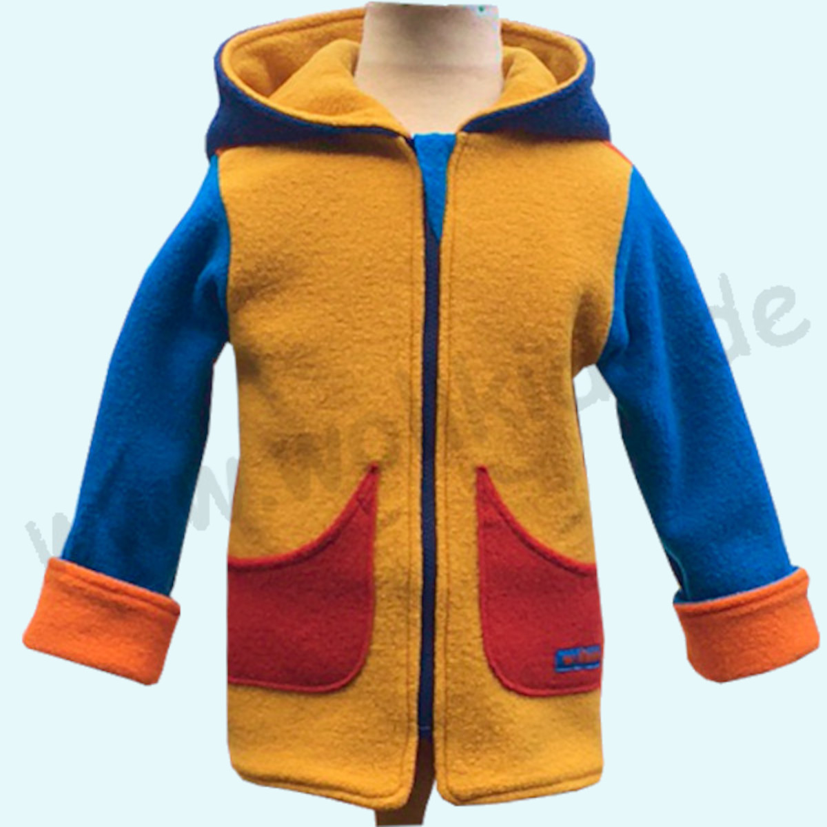 Kinder Walkjacke doubleface aus 100% Schurwolle - Wollkids bunt Doubleface Walkjacke für Kinder aus 100% Schurwolle von Wollkids - Farbe bunt