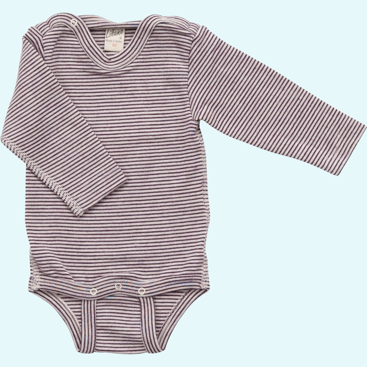 Wolle-Seide Baby Body von Lilano Baby-Body Wolle Seide Langarm farbig geringelt GOTS