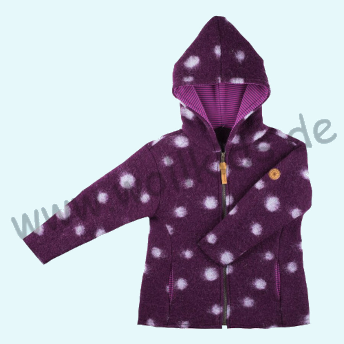 Pure Pure Kinder Wollwalk Jacke aus Merinowolle mit Reißverschluss & Kapuze ideal im Übergang & Winter