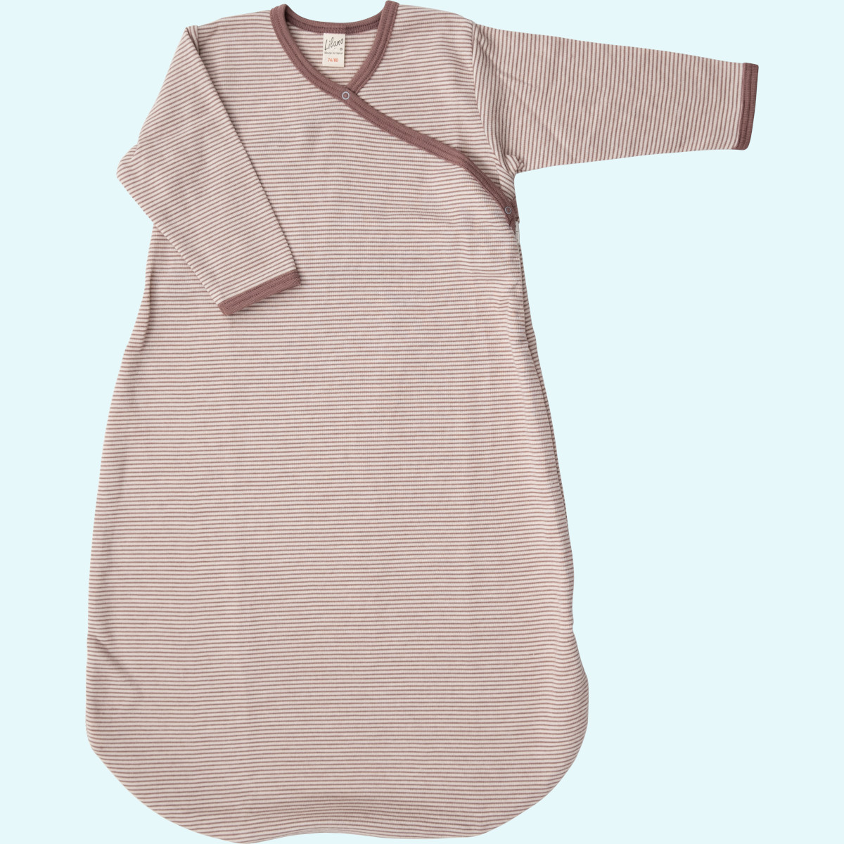 Wolle Seide Wickelsack von Lilano Baby Wickelsäckchen Schlafsack Wolle Seide langarm farbig geringelt GOTS
