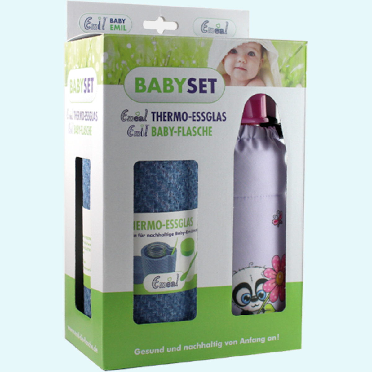Emil Baby Starter-Set mit Fläschchen & Thermobehälter Emil & Emeal© - Baby Mahlzeit/Nahrung Starter-Set mit Baby Fläschchen & Thermoglas für unterwegs