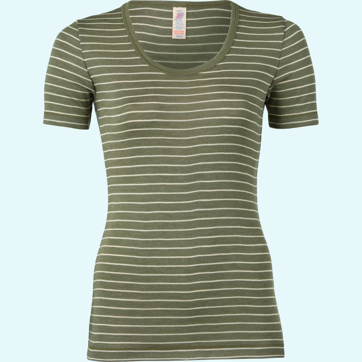 Damen Shirt kurzarm Wolle Seide farbig geringelt GOTS