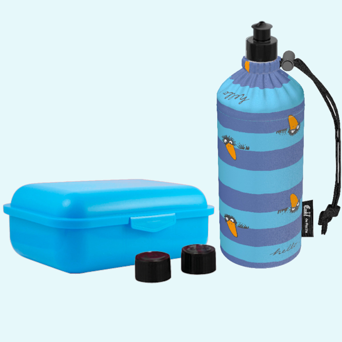 Emil Kinder Schulstart Starter-Set mit BIO-Brotdose + Trinklasche Emil - Kindergarten & Schulstart Starter-Set - BIO Brotdose, Trinkflasche mit Trinkcap & Ersatzverschlüsse für Kinder
