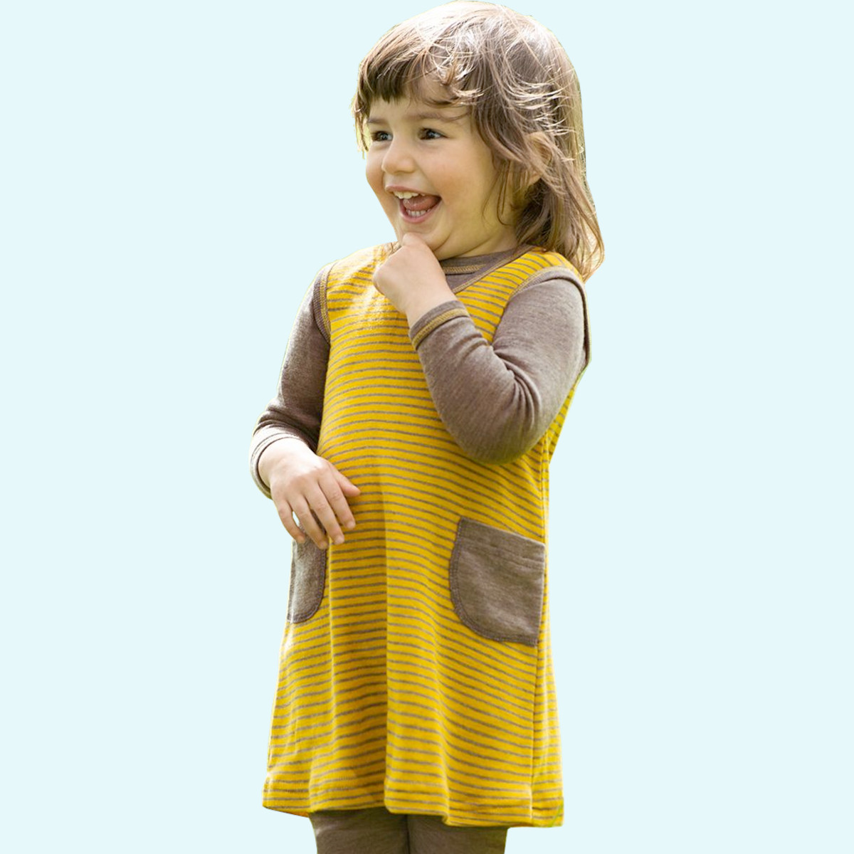 Kleidchen ohne Arm Wolle Seide safran walnuss GOTS