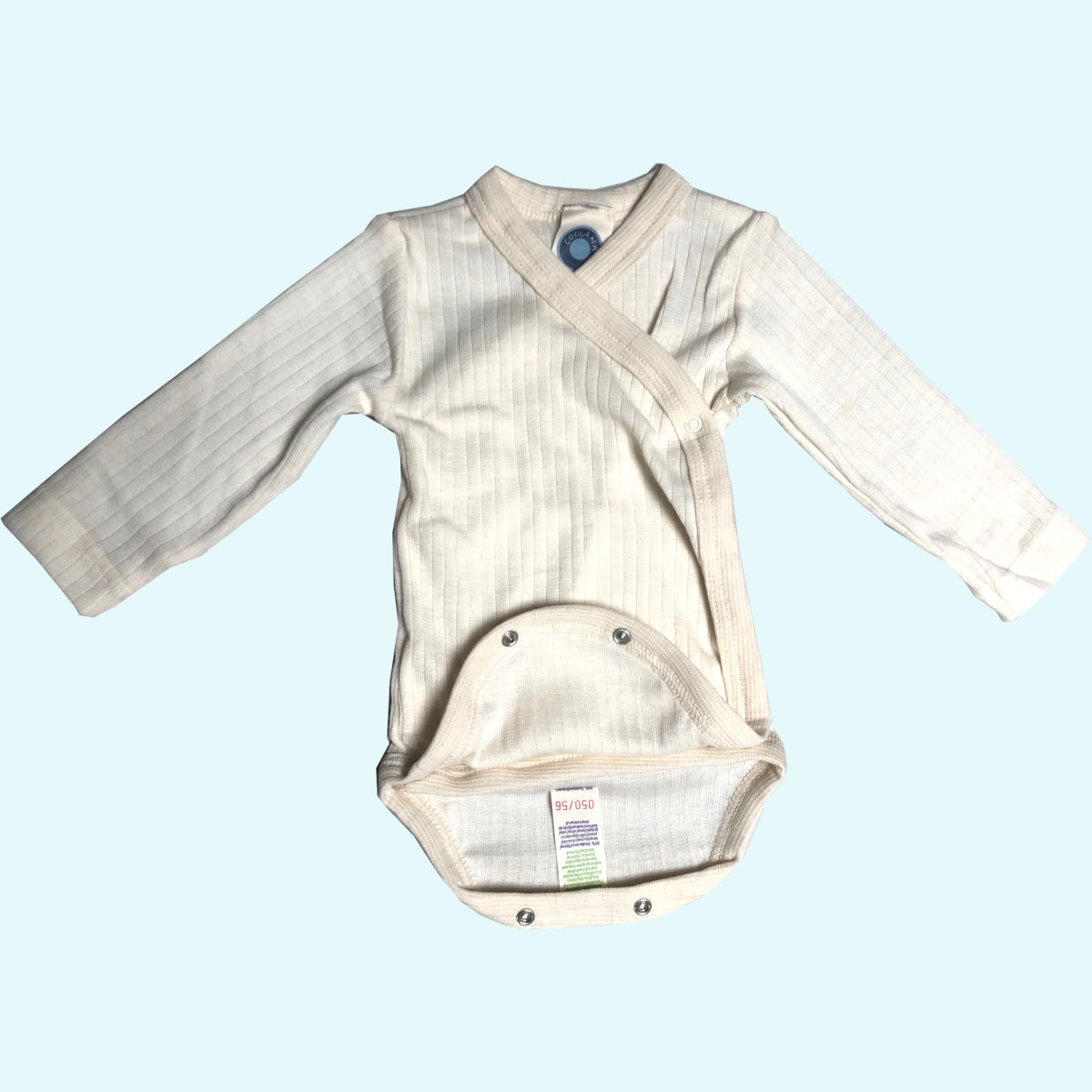 Baby Wickelbody langarm aus Wolle-Seide-Baumwolle - Cosilana natur Baby Wickelbody langarm aus Wolle-Seide-Baumwolle von Cosilana - Farbe natur