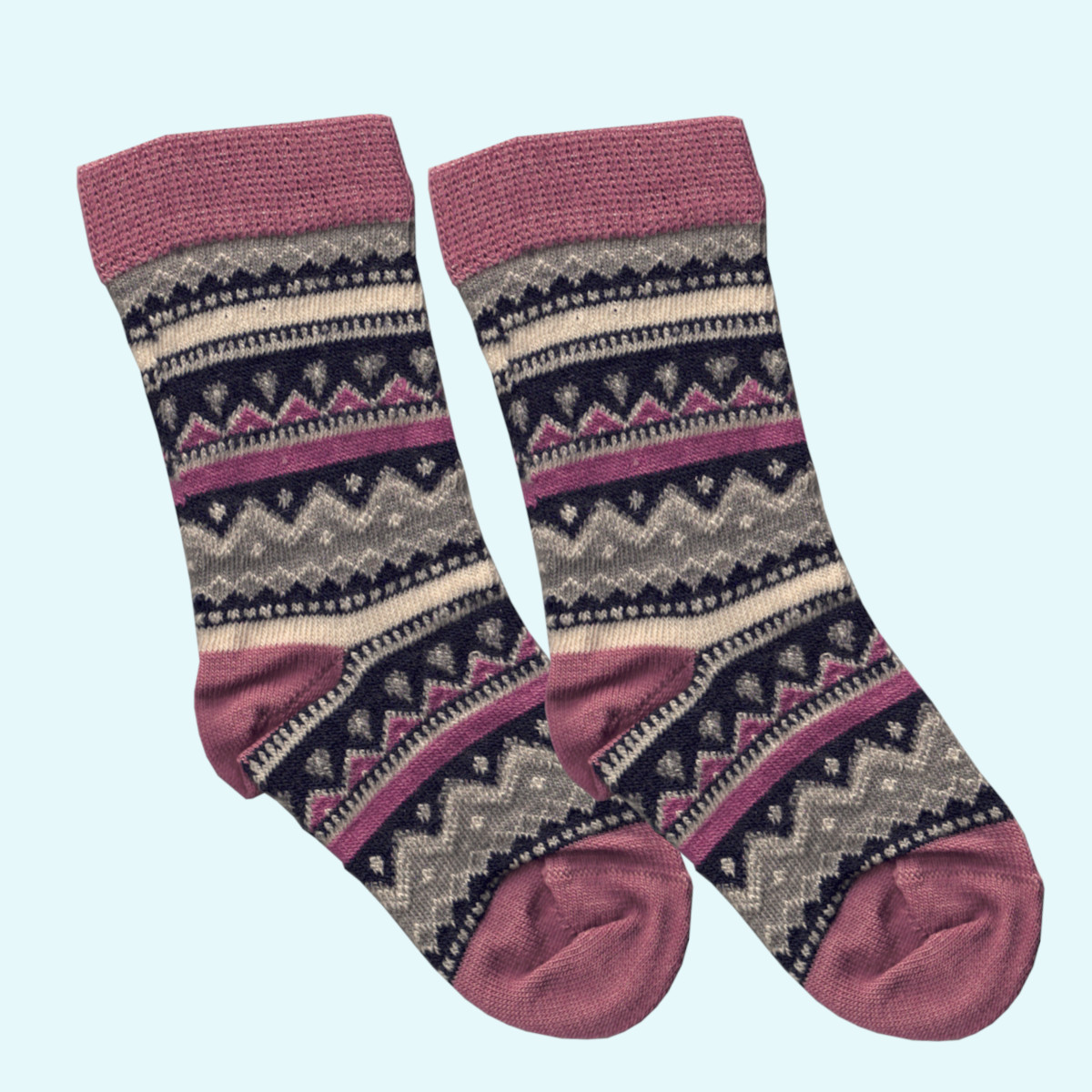 Süße Kinder Socken aus Merinowolle von Grödo Süße Socken mit Norwegermuster für Kinder aus Merinowolle von Grödo