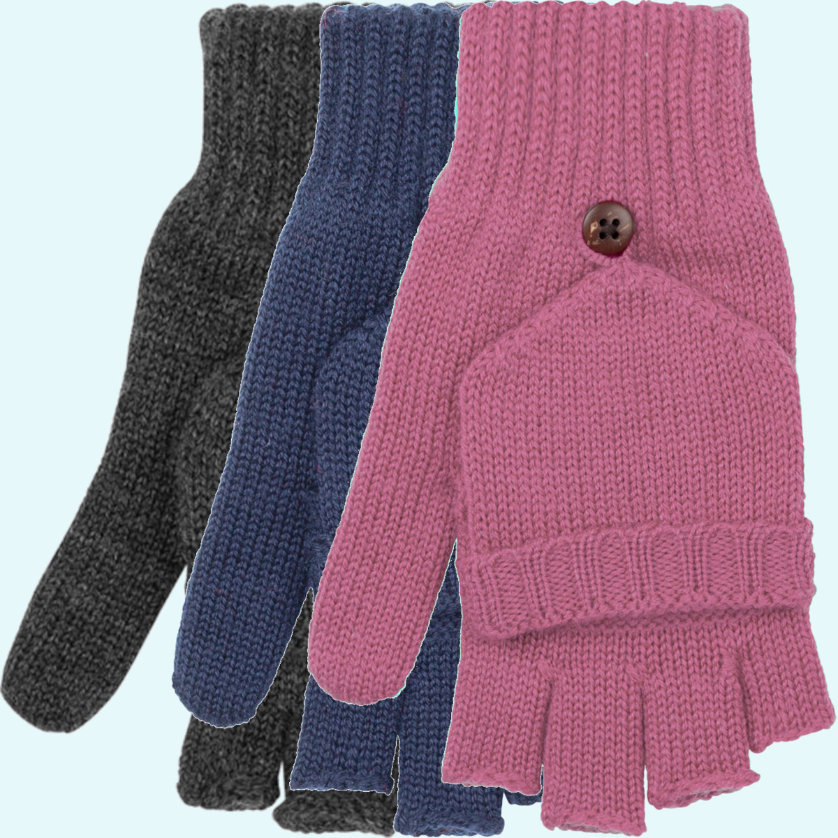 Warme PurePure Kinder Klapphandschue ohne Finger 100% Merino Wolle Warme Kinder Winter Klapphandschue & Strickhandschuhe aus 100% Merino Wolle ohne Finger