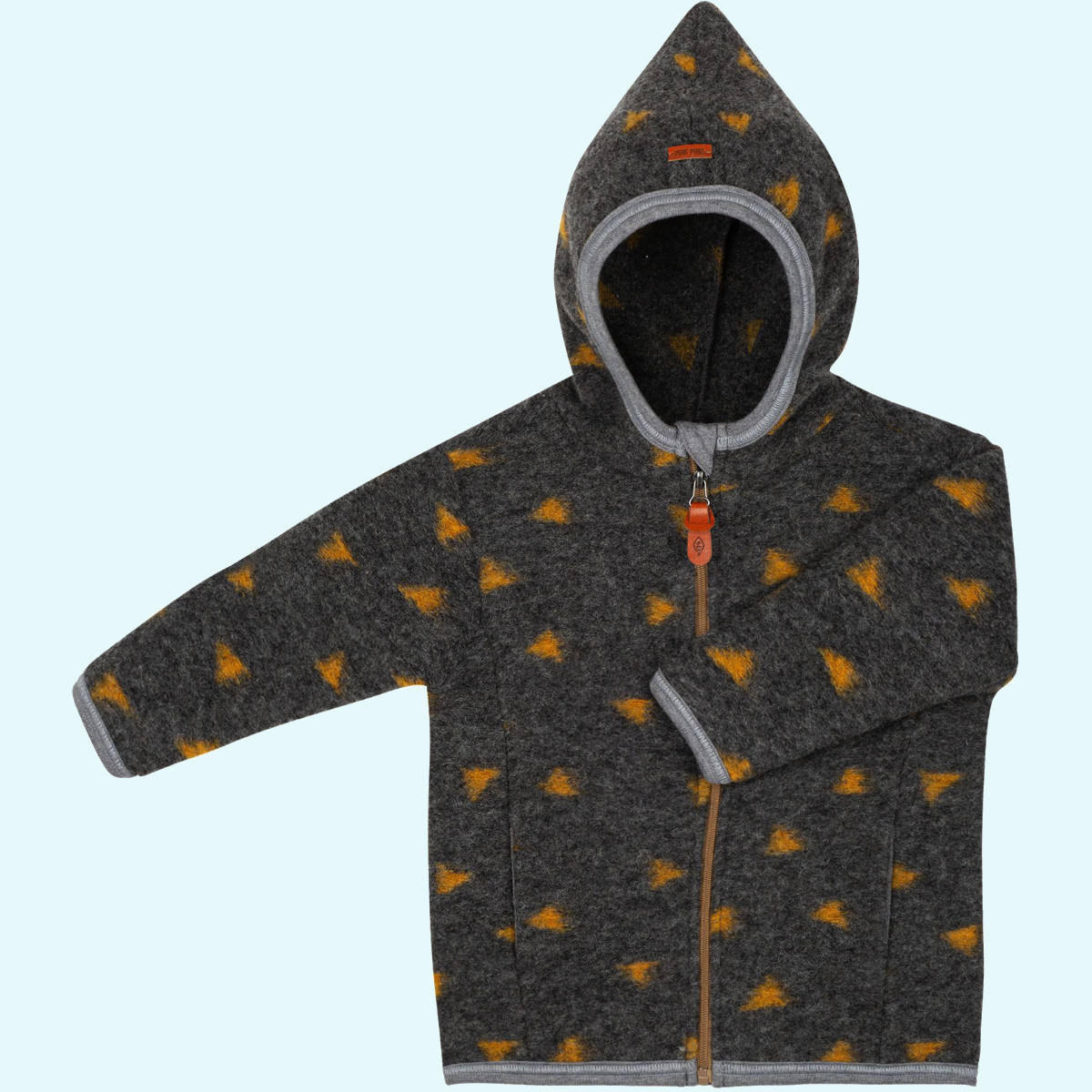 Pure Pure Kinder Wollwalk Jacke aus Merinowolle mit Reißverschluss & Kapuze ideal im Übergang & Winter