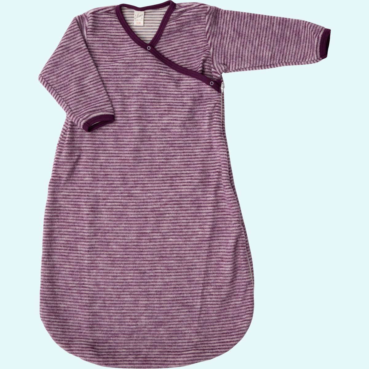 Kuscheliger Lilano Baby Wickelsack merino Schurwoll-Frottee-Plüsch Dickes, weiches Lilano Baby Wickelsäckchen langarm aus BIO merino Schurwoll-Frottee-Plüsch