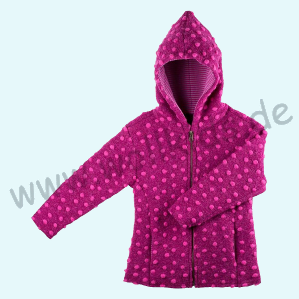 Pure Pure Kinder Wollwalk Jacke aus Merinowolle mit Reißverschluss & Kapuze ideal im Übergang & Winter