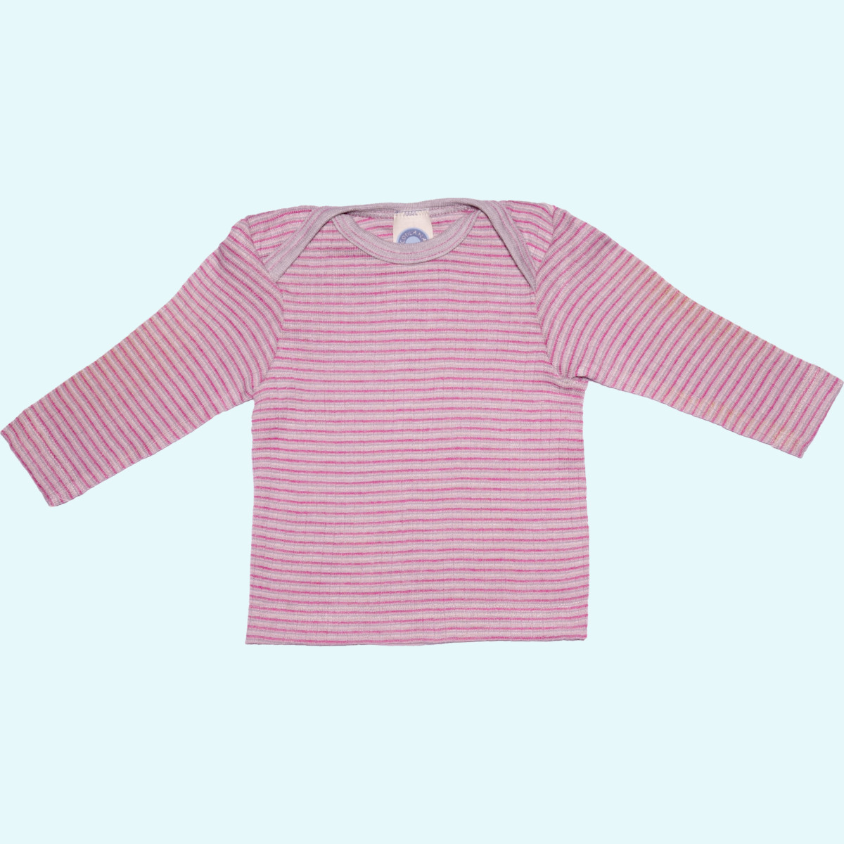 Baby Schlupfhemd langarm aus Wolle-Seide-Baumwolle - Cosilana Langarm Schlupfhemd für Babys aus Wolle-Seide-Baumwolle von Cosilana - geringelt