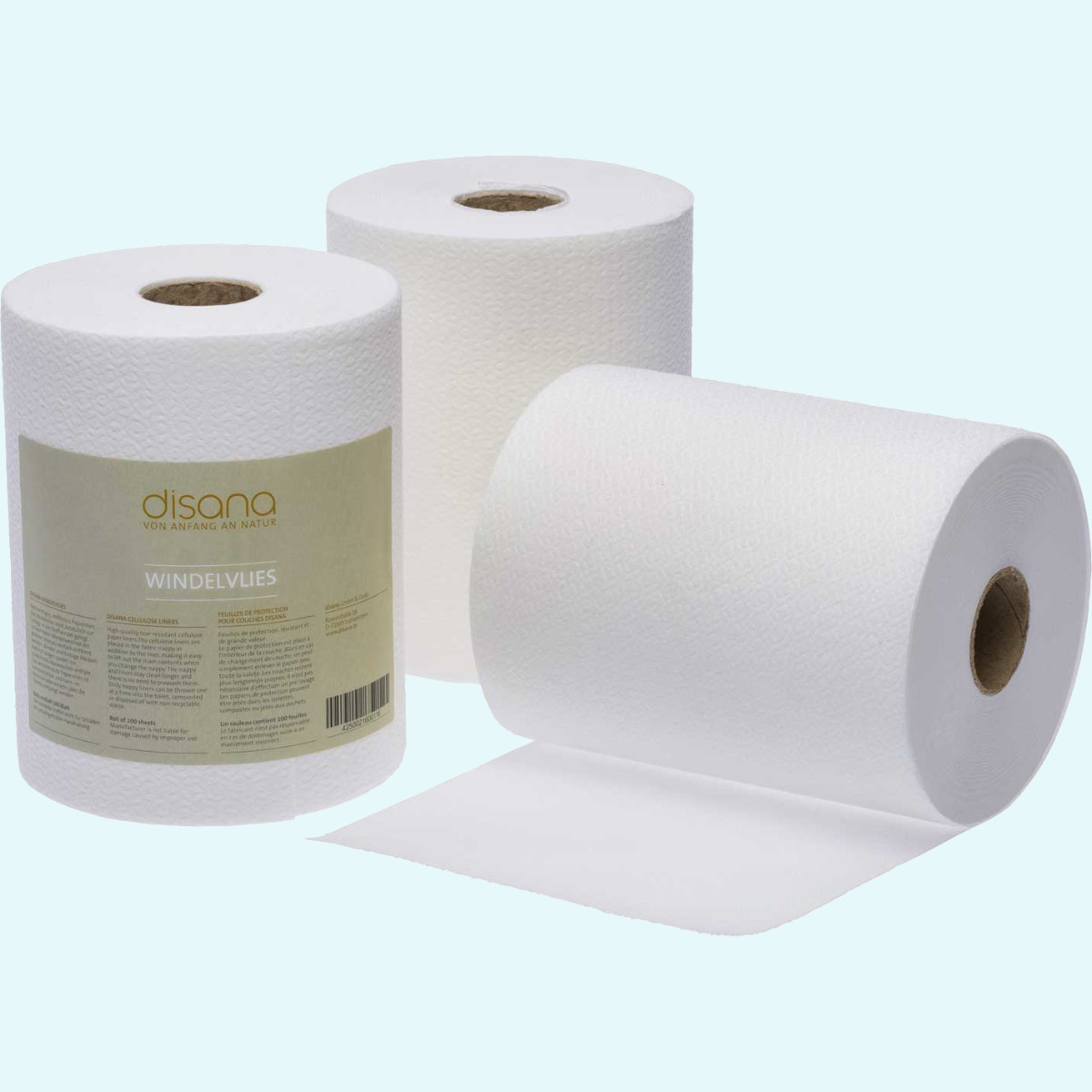 Windelvlies Windelpapier Rolle mit 100 Blatt Windel Einlage aus Zellstoff