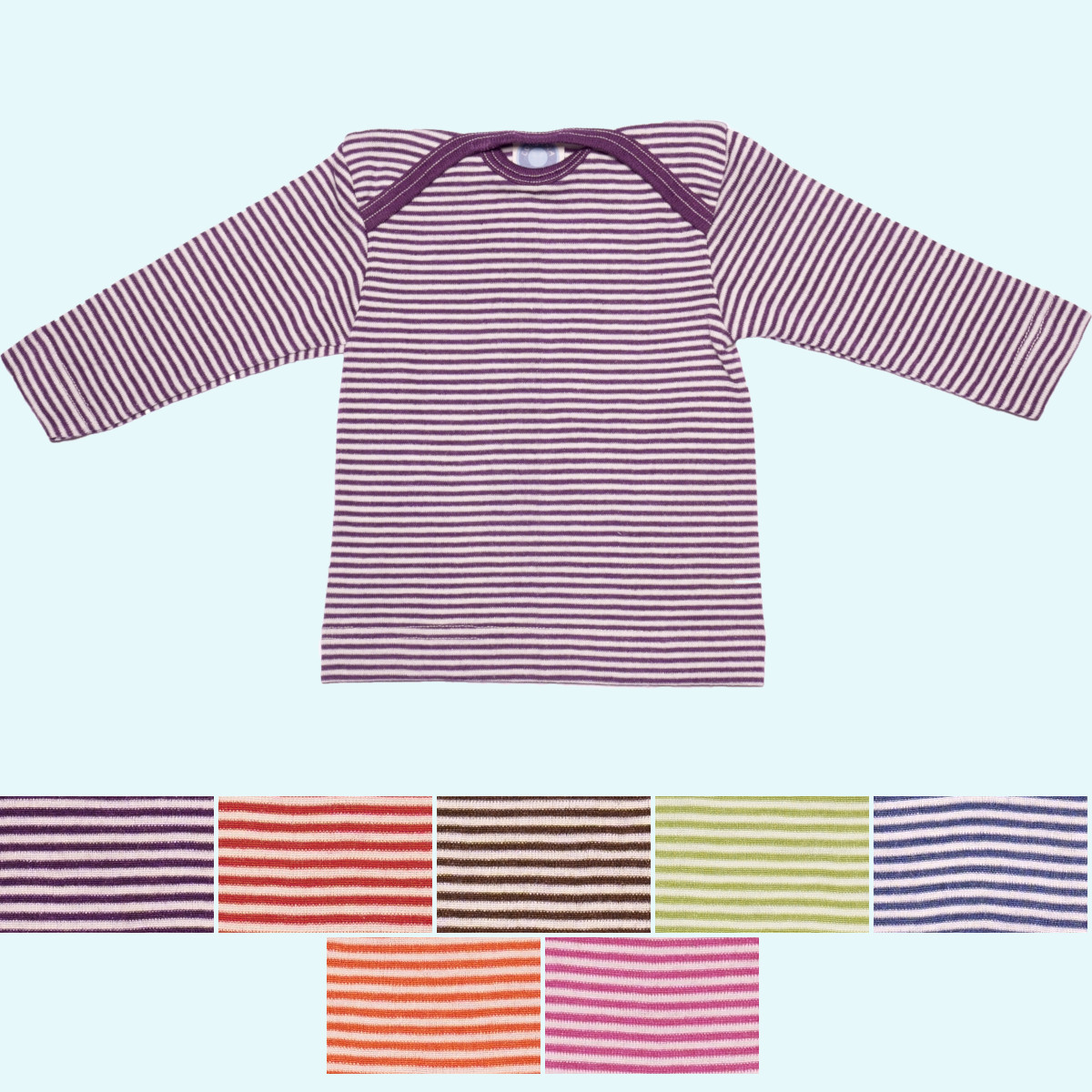 Kuscheliges Cosilana Baby Schlupfhemd Merinowolle Seide Baby langarm Schlupfhemd-Shirt geringelt von Cosilana aus BIO merino Schurwolle/Seide - ideal im Winter & bei empfindlicher Haut GOTS